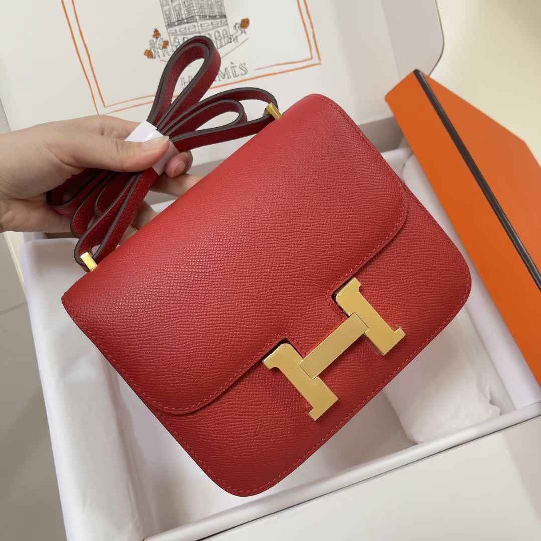 Hermes Constance Bag 19 Red Epsom Leather Gold H083900