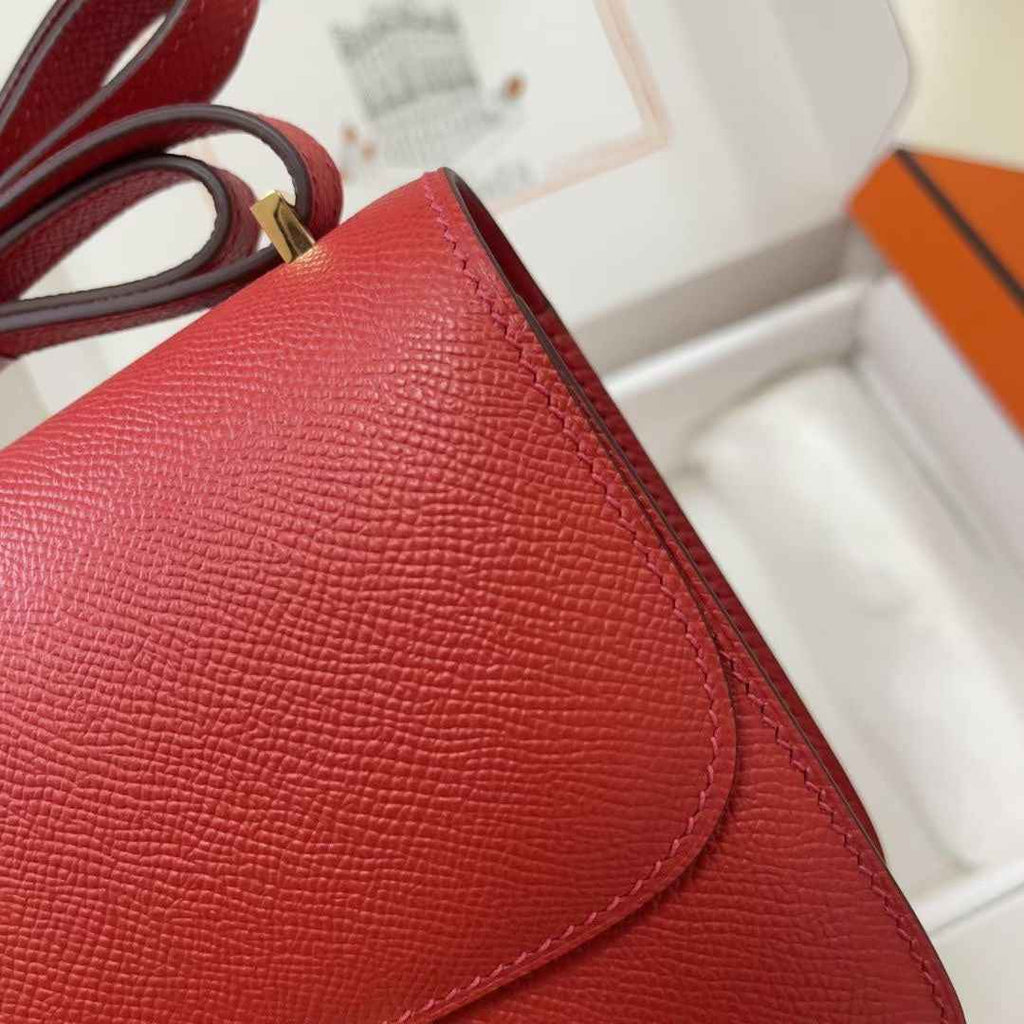 Hermes Constance Bag 19 Red Epsom Leather Gold H083900