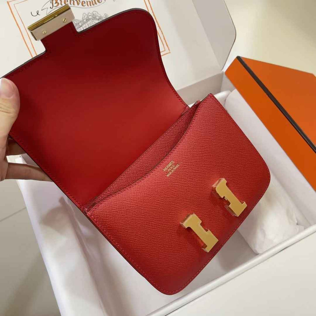Hermes Constance Bag 19 Red Epsom Leather Gold H083900