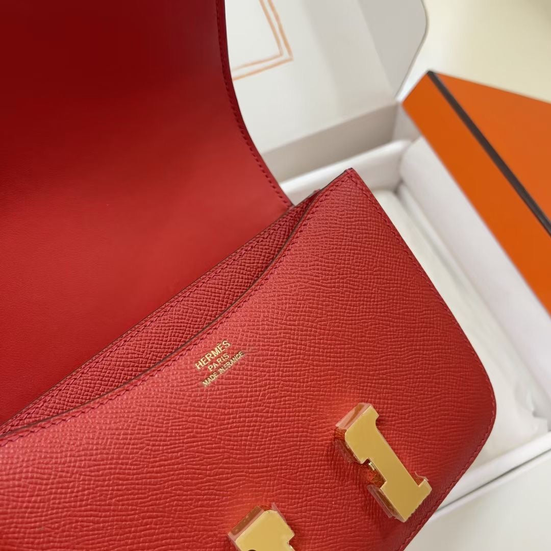 Hermes Constance Bag 19 Red Epsom Leather Gold H083900