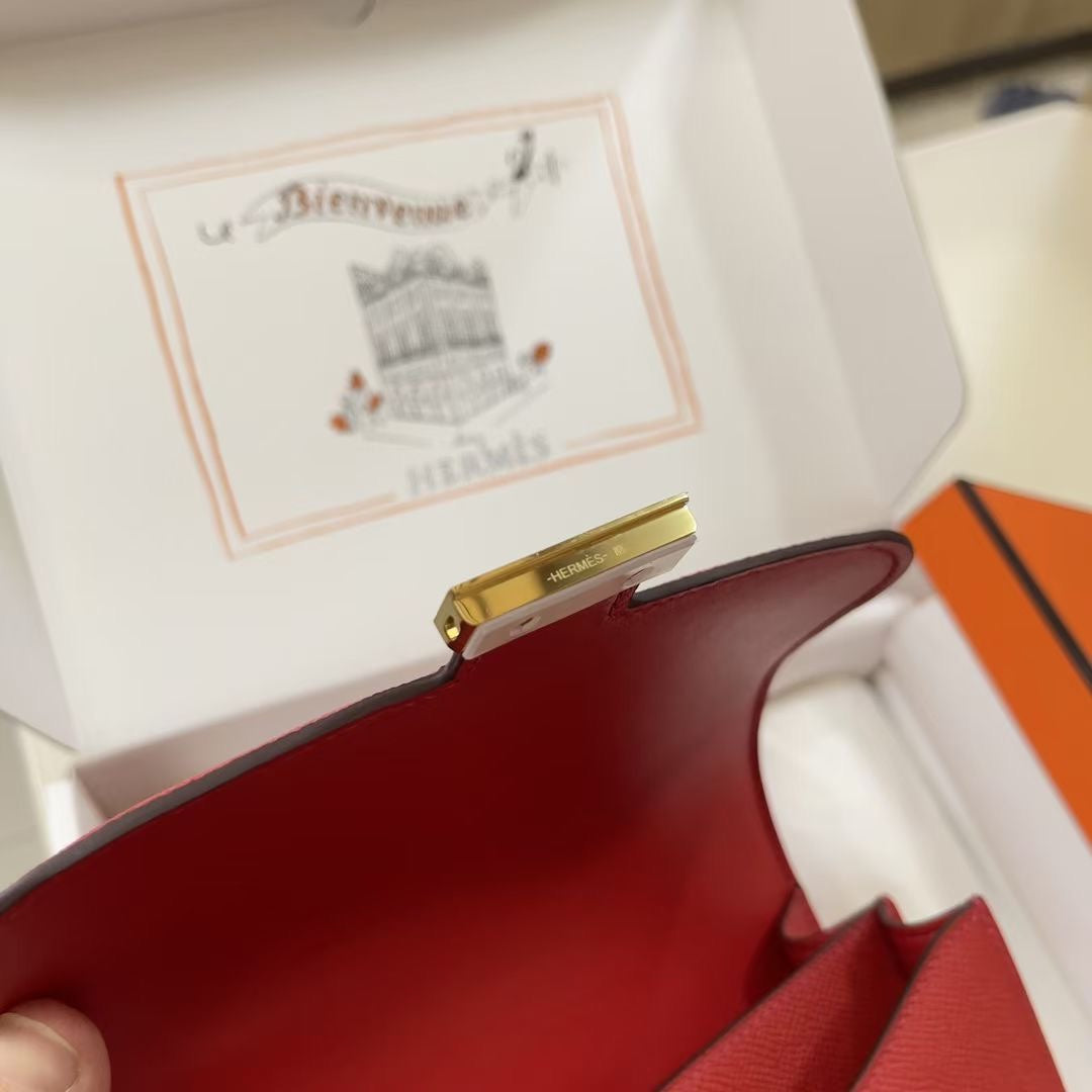 Hermes Constance Bag 19 Red Epsom Leather Gold H083900