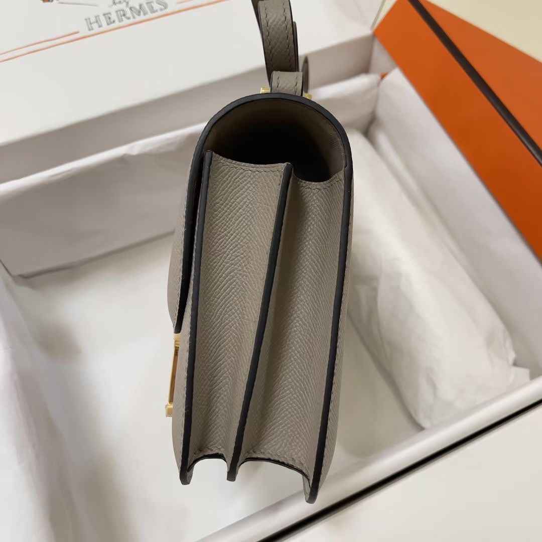 Hermes Constance Bag 19 Gray Epsom Leather Gold H083904