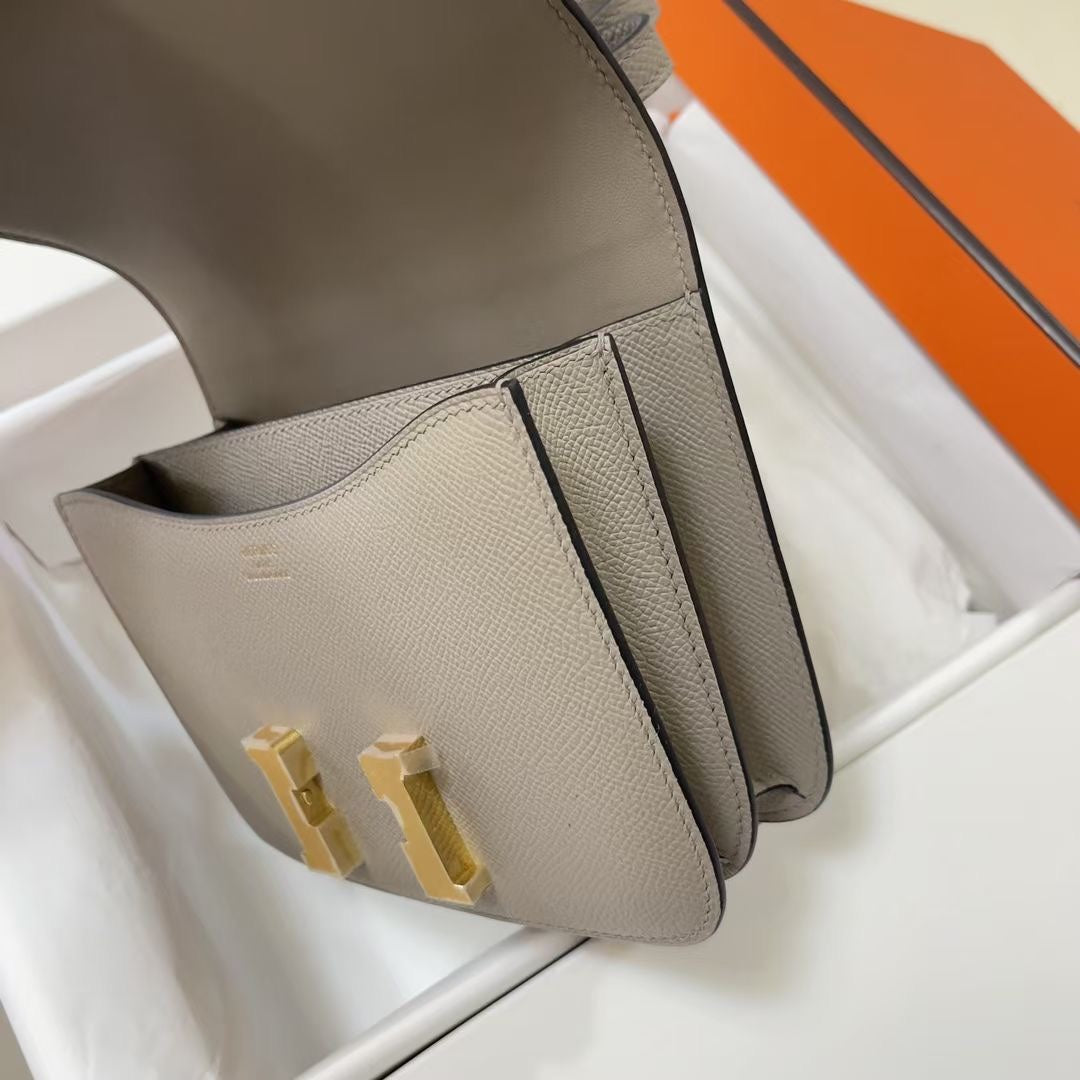 Hermes Constance Bag 19 Gray Epsom Leather Gold H083904