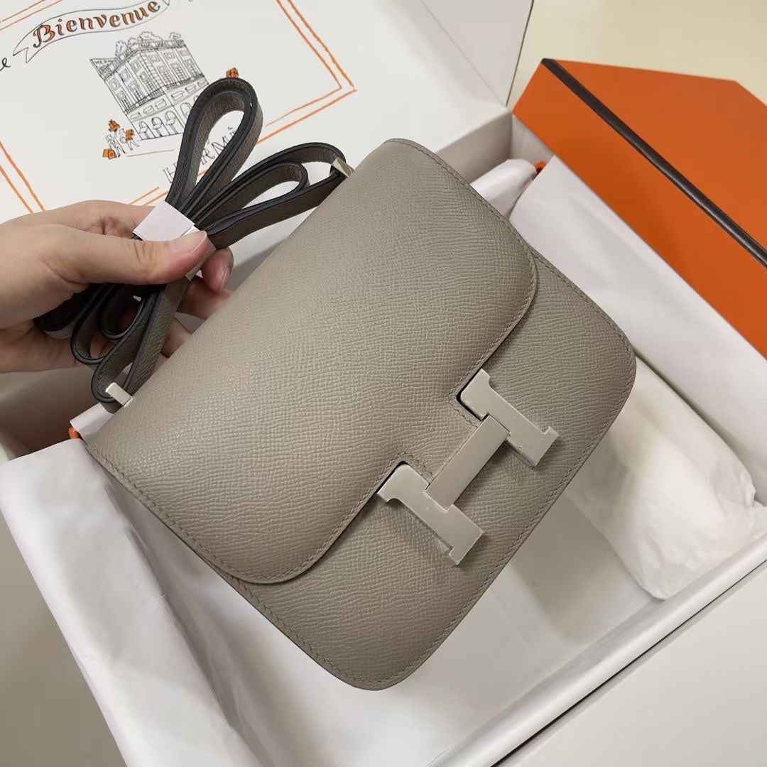 Hermes Constance Bag 19 Gray Epsom Leather Silver H083905