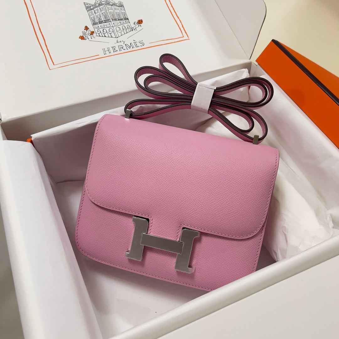 Hermes Constance Bag 19 Pink Epsom Leather Silver H083902