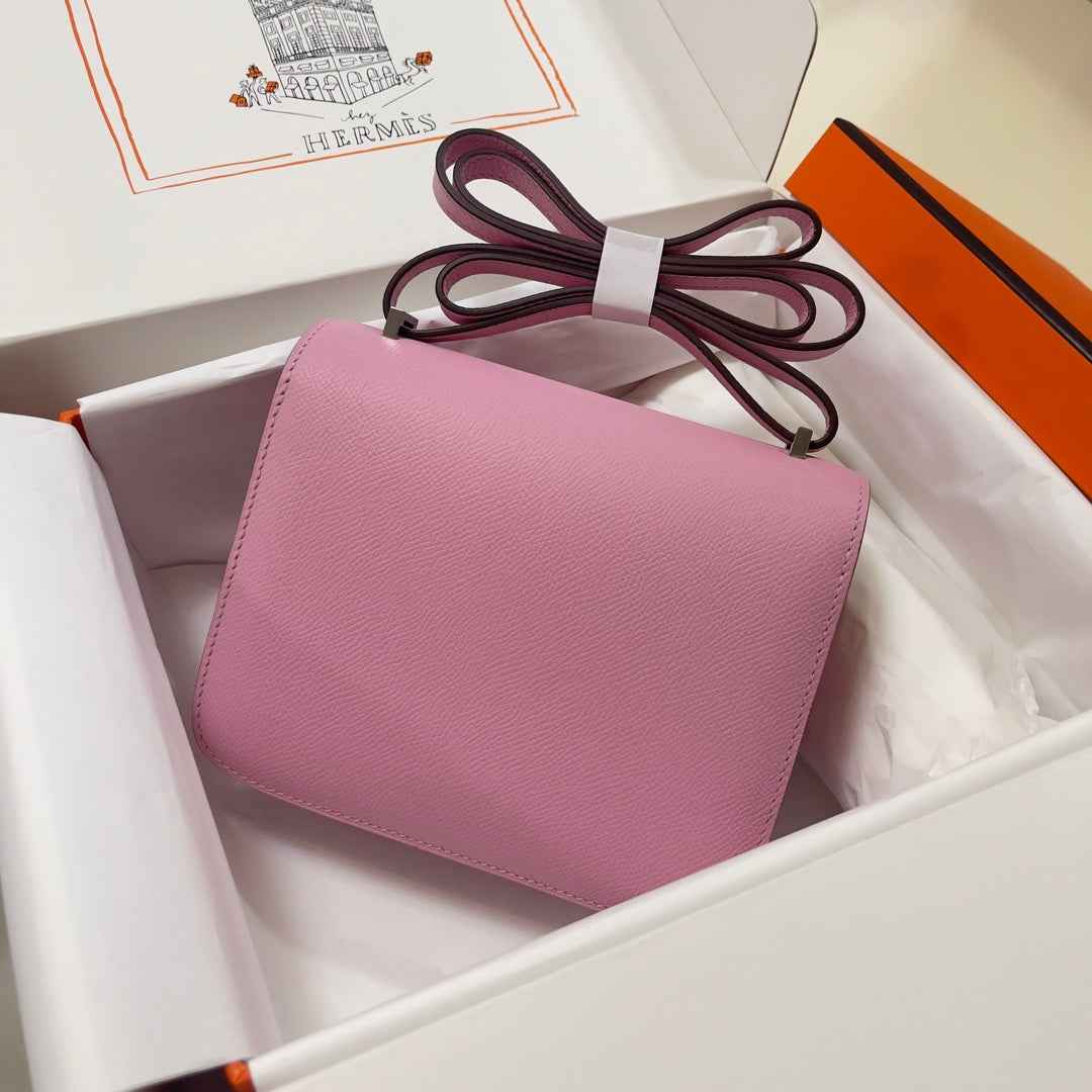 Hermes Constance Bag 19 Pink Epsom Leather Silver H083902