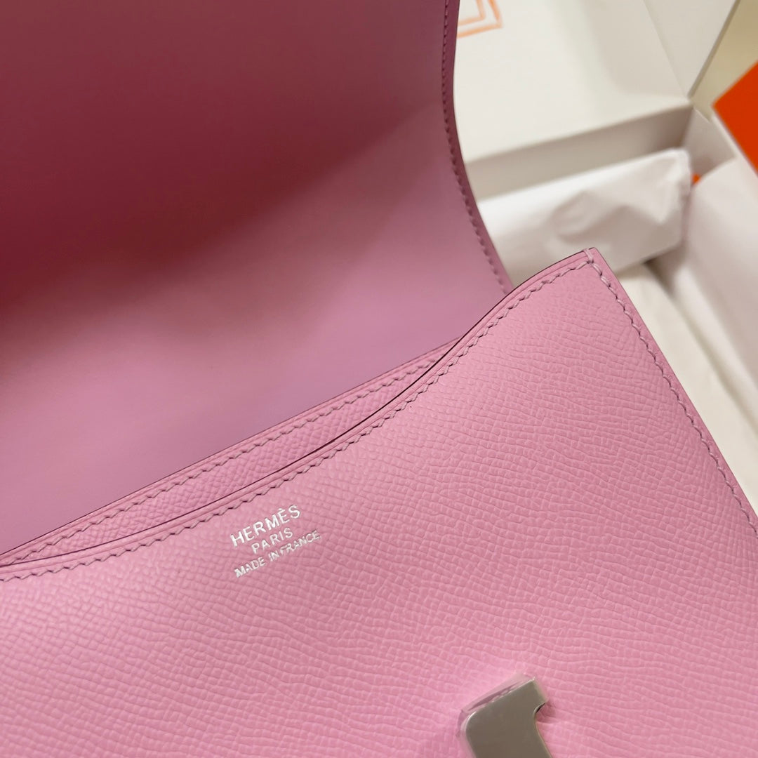 Hermes Constance Bag 19 Pink Epsom Leather Silver H083902