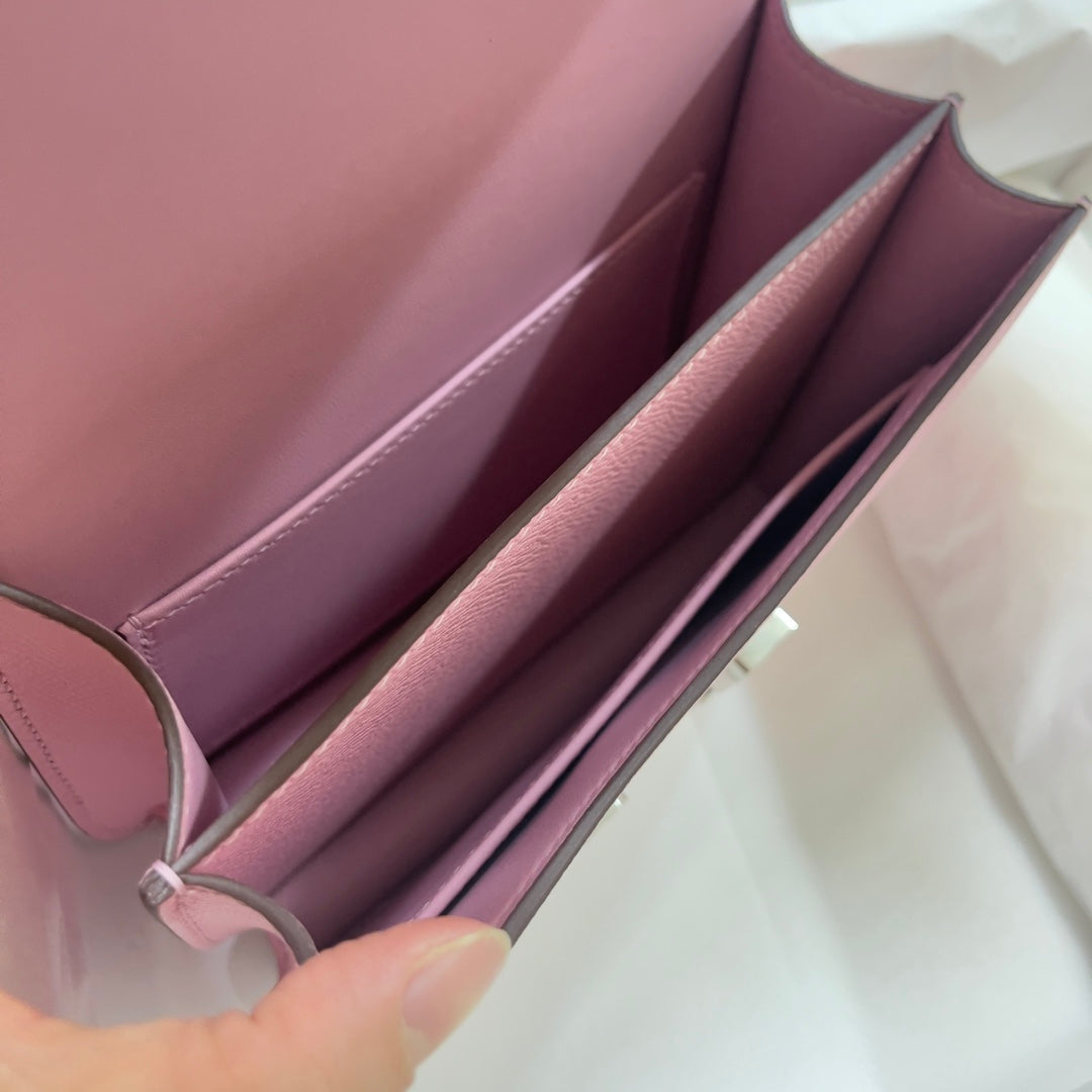 Hermes Constance Bag 19 Pink Epsom Leather Silver H083902