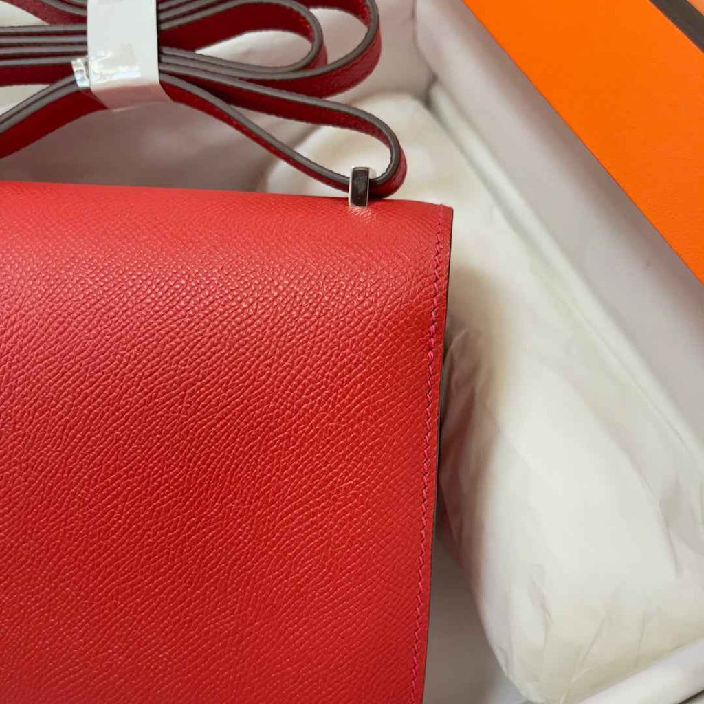 Hermes Constance Bag 19 Red Epsom Leather Silver H083901