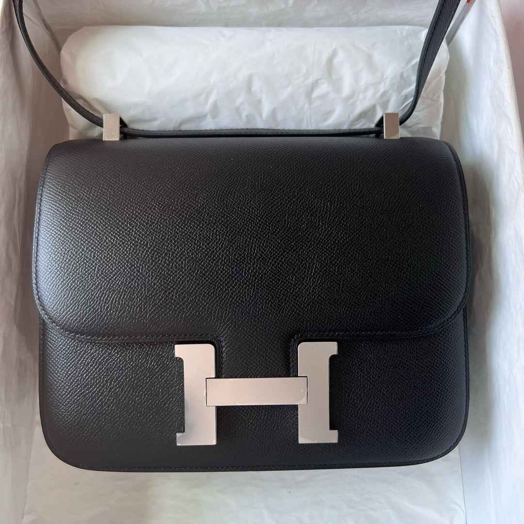 Hermes Constance Bag 19 Black Epsom Leather Silver H0839336