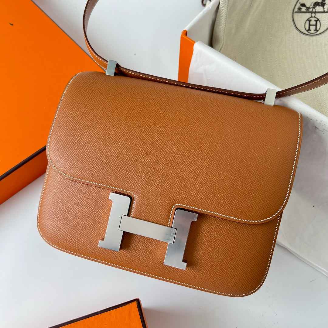 Hermes Constance Bag 19 Brown Epsom Leather Silver H0839337