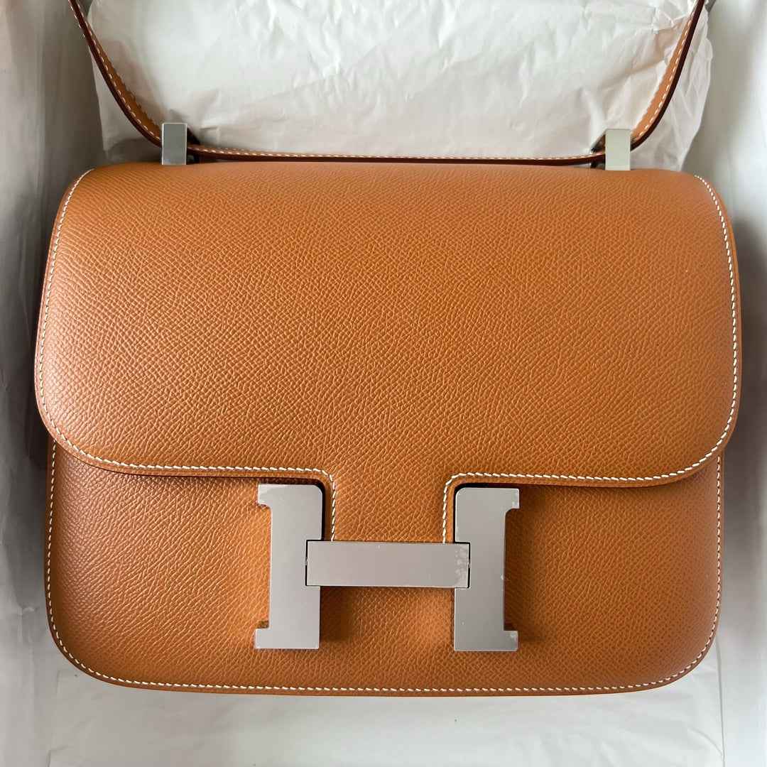 Hermes Constance Bag 19 Brown Epsom Leather Silver H0839337