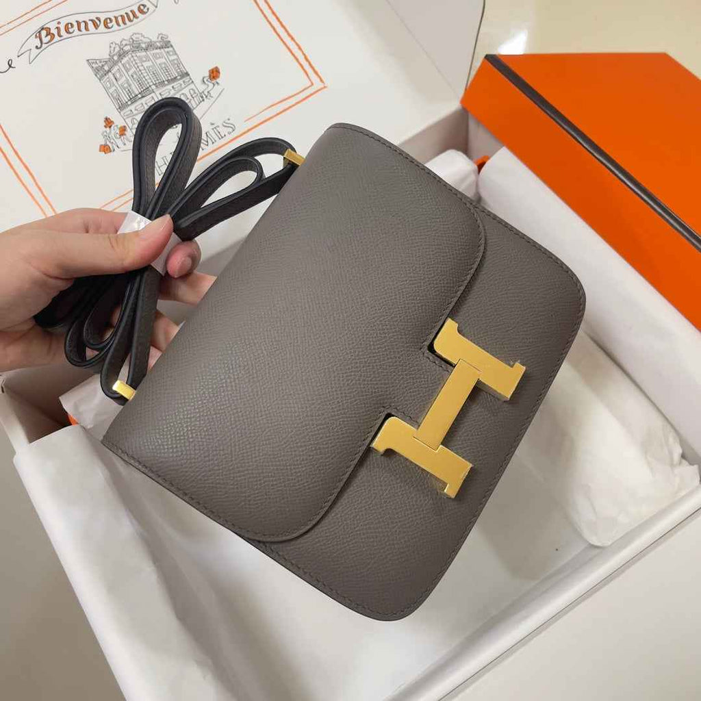 Hermes Constance Bag 19 Dark Gray Epsom Leather Gold H083907