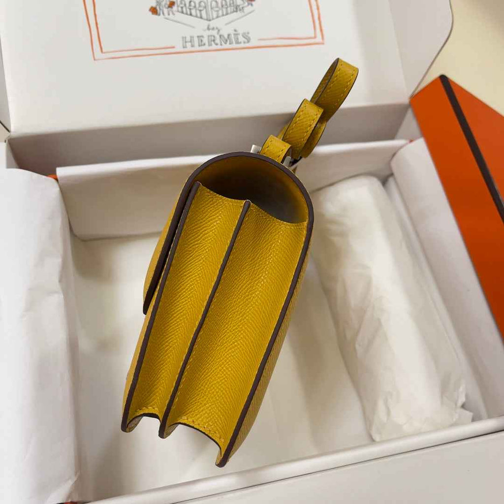 Hermes Constance Bag 19 Yellow Epsom Leather Silver H083918