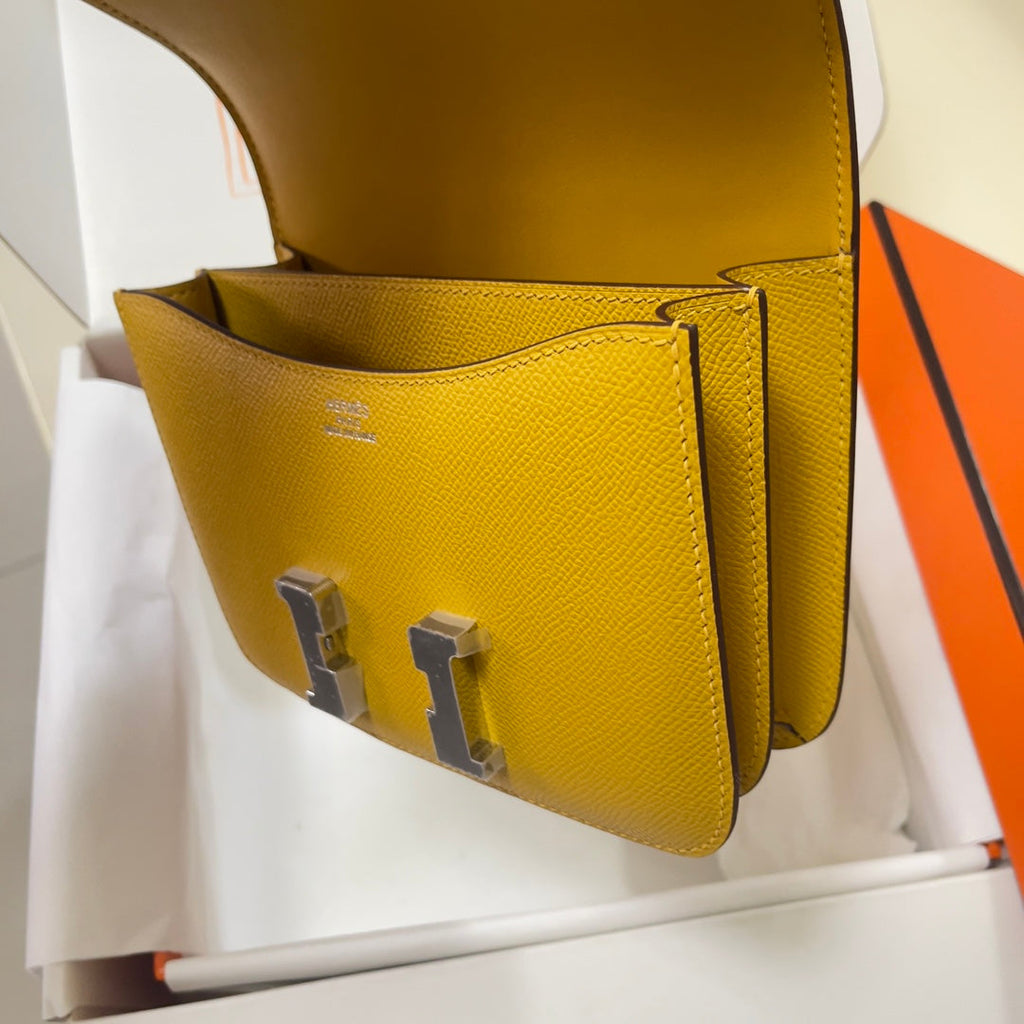 Hermes Constance Bag 19 Yellow Epsom Leather Silver H083918