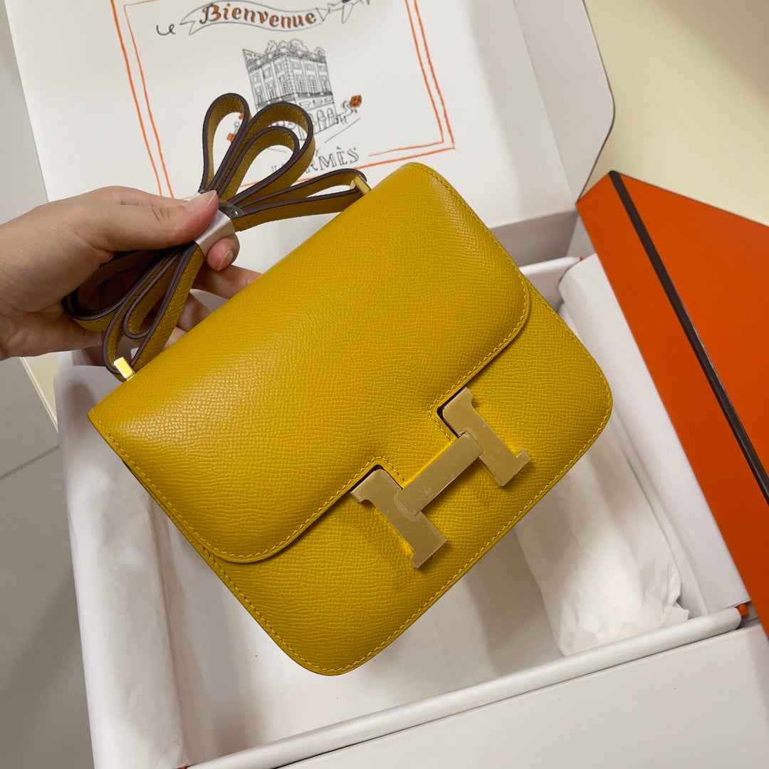 Hermes Constance Bag 19 Yellow Epsom Leather Gold H083919
