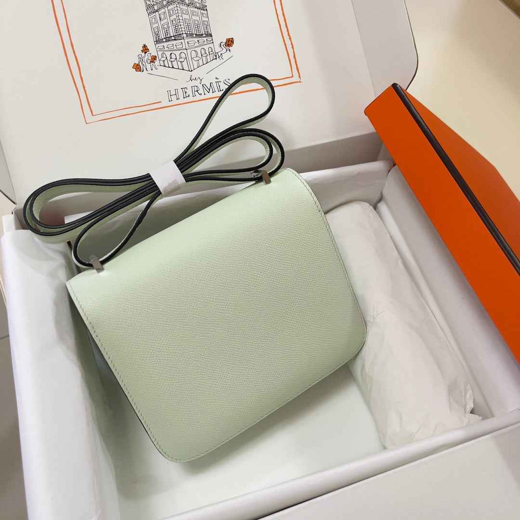 Hermes Constance Bag 19 Light Green Epsom Leather Silver H083921