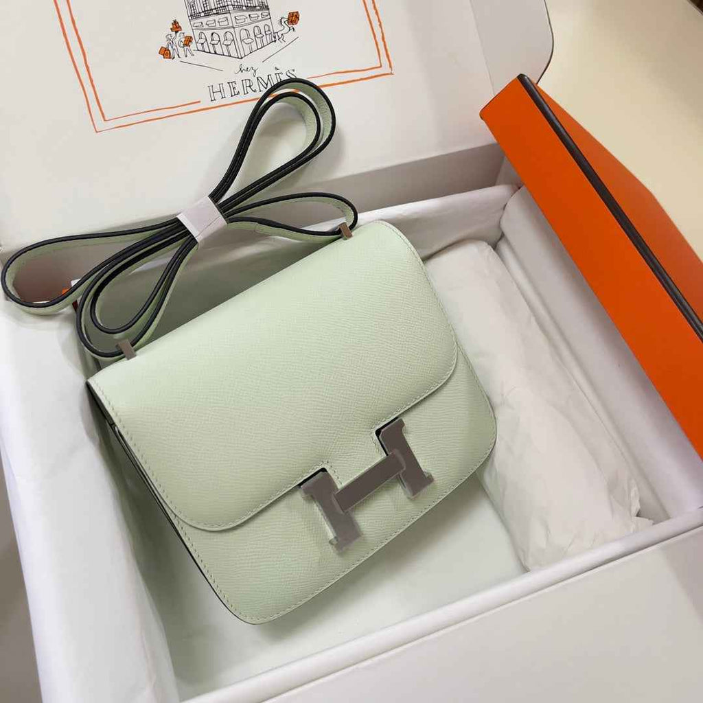 Hermes Constance Bag 19 Light Green Epsom Leather Silver H083921