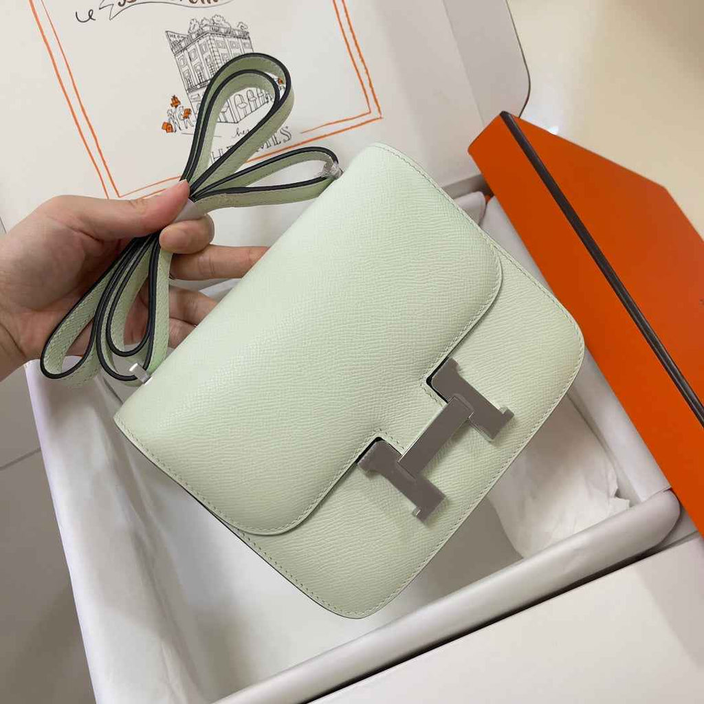Hermes Constance Bag 19 Light Green Epsom Leather Silver H083921