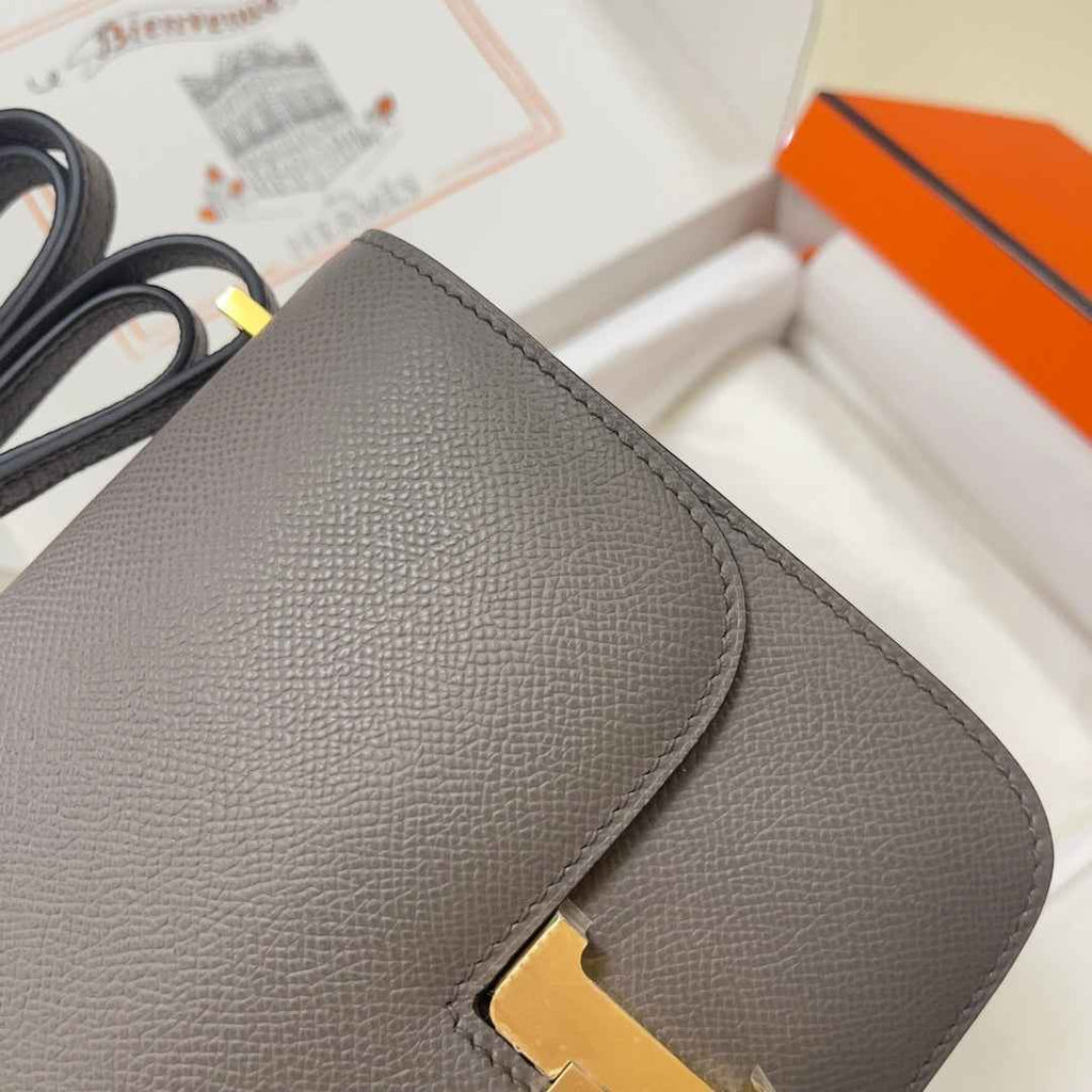 Hermes Constance Bag 19 Dark Gray Epsom Leather Gold H083907