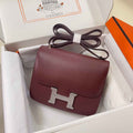 Hermes Constance Bag 19 Wine Red Epsom Leather Silver H083922