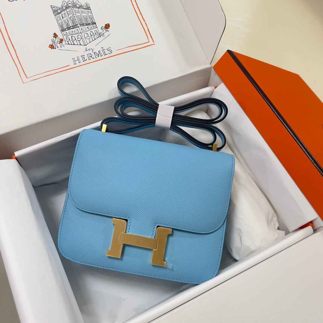 Hermes Constance Bag 19 Blue Epsom Leather Gold H083924