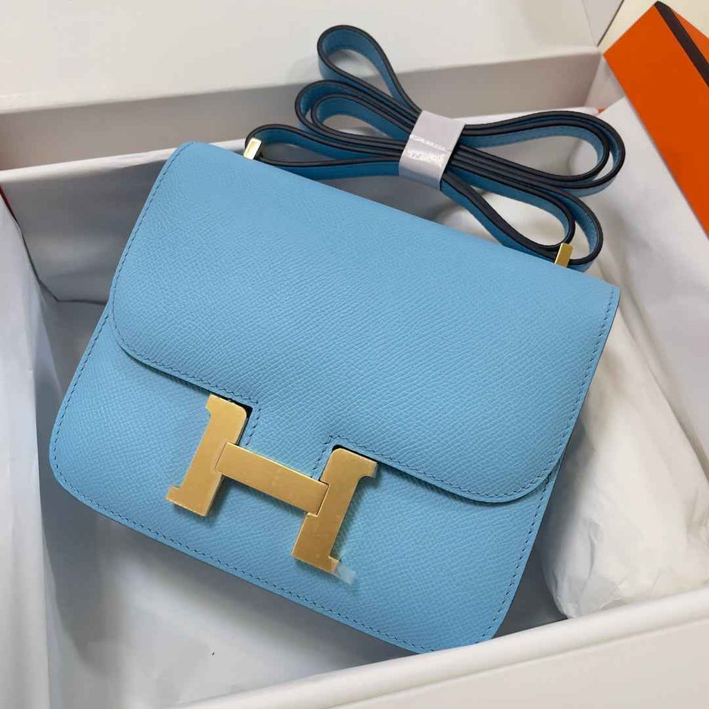 Hermes Constance Bag 19 Blue Epsom Leather Gold H083924