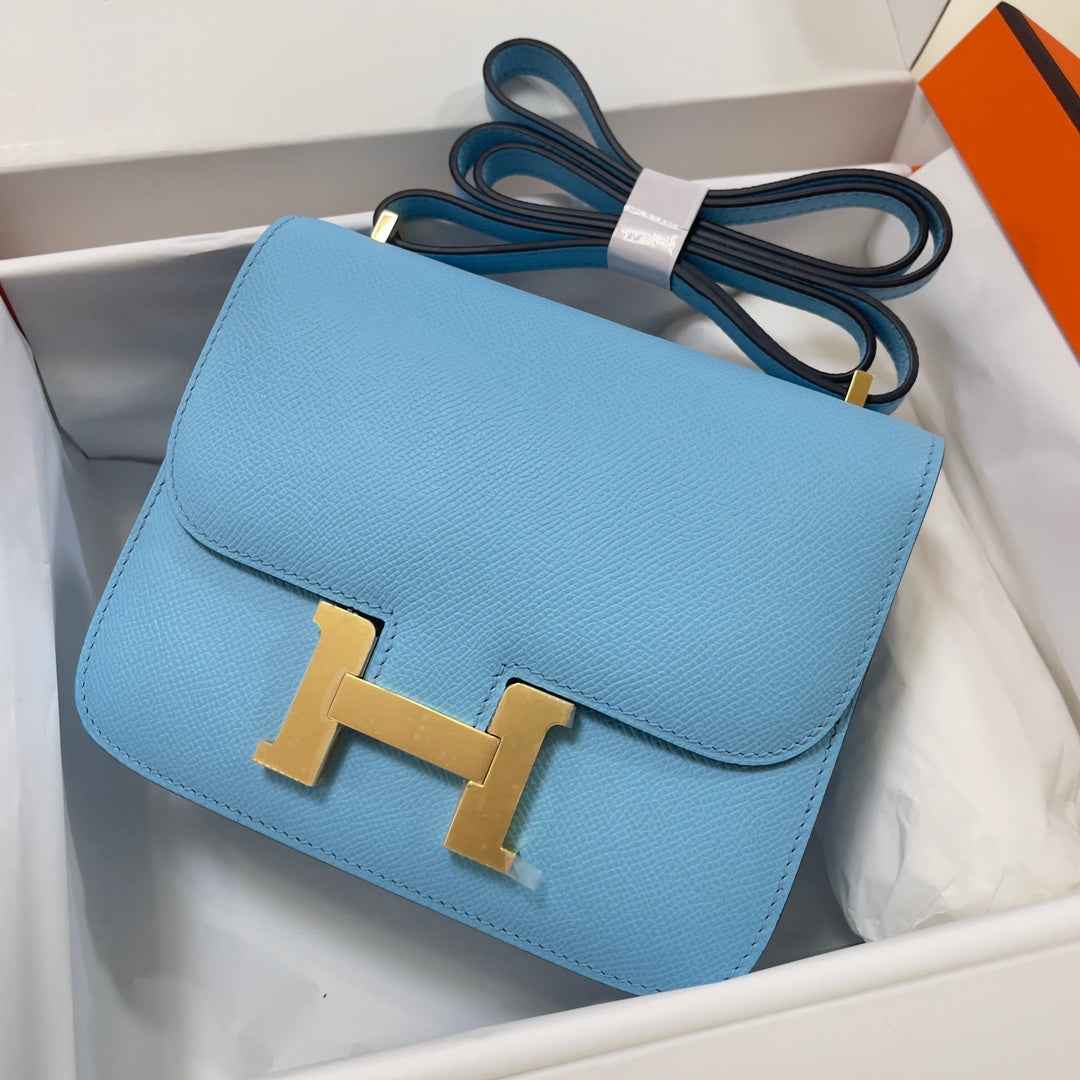 Hermes Constance Bag 19 Blue Epsom Leather Gold H083924