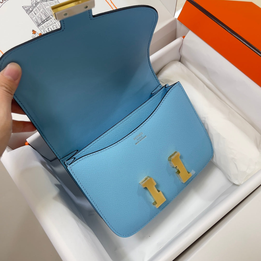 Hermes Constance Bag 19 Blue Epsom Leather Gold H083924
