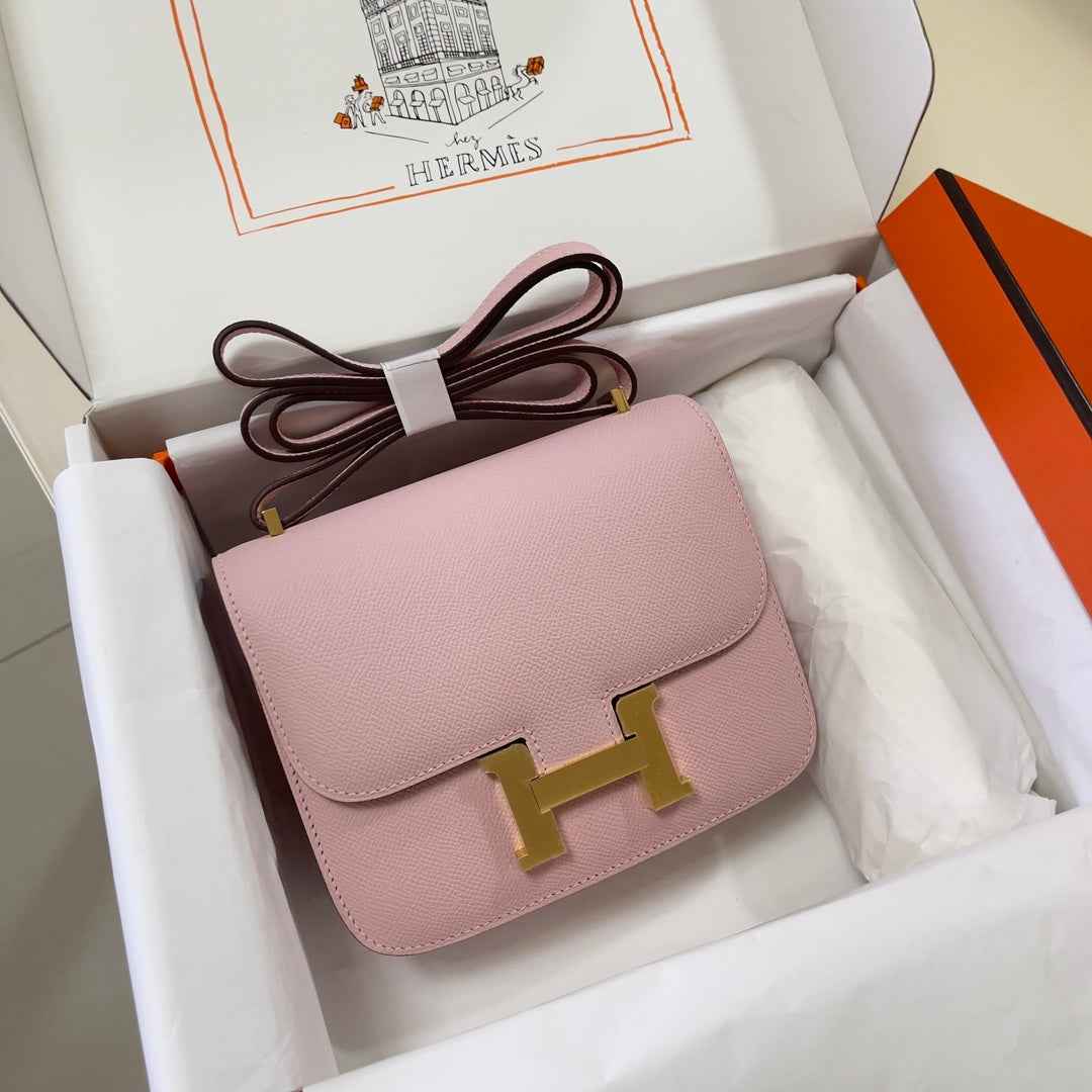 Hermes Constance Bag 19 Light Pink Epsom Leather Gold H083927