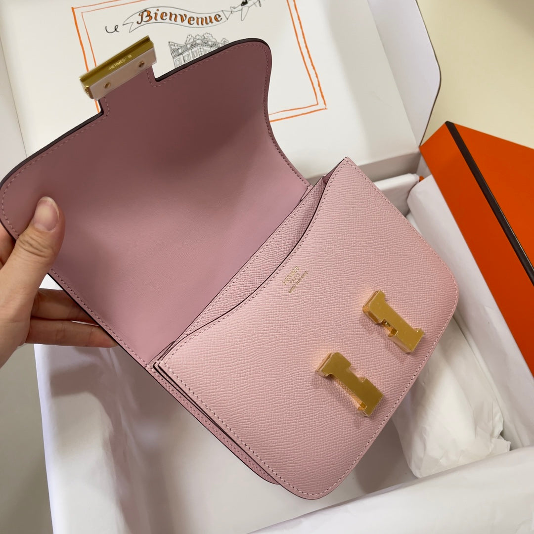 Hermes Constance Bag 19 Light Pink Epsom Leather Gold H083927