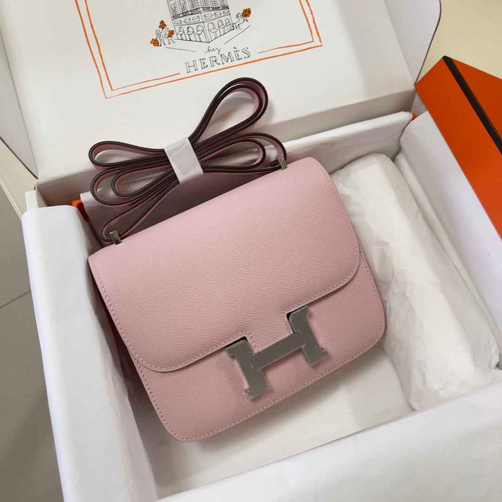 Hermes Constance Bag 19 Light Pink Epsom Leather Silver H083926