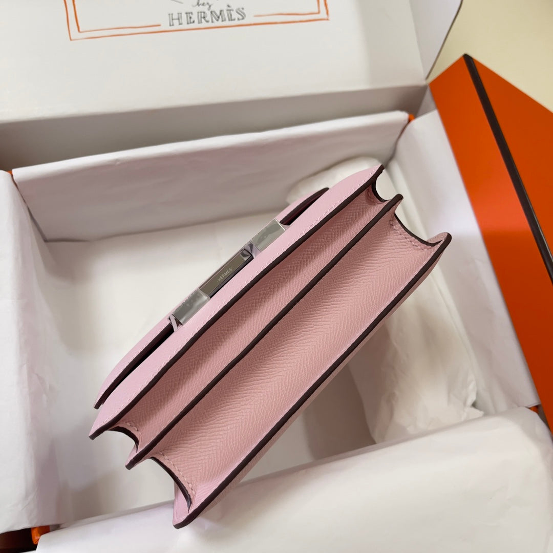 Hermes Constance Bag 19 Light Pink Epsom Leather Silver H083926