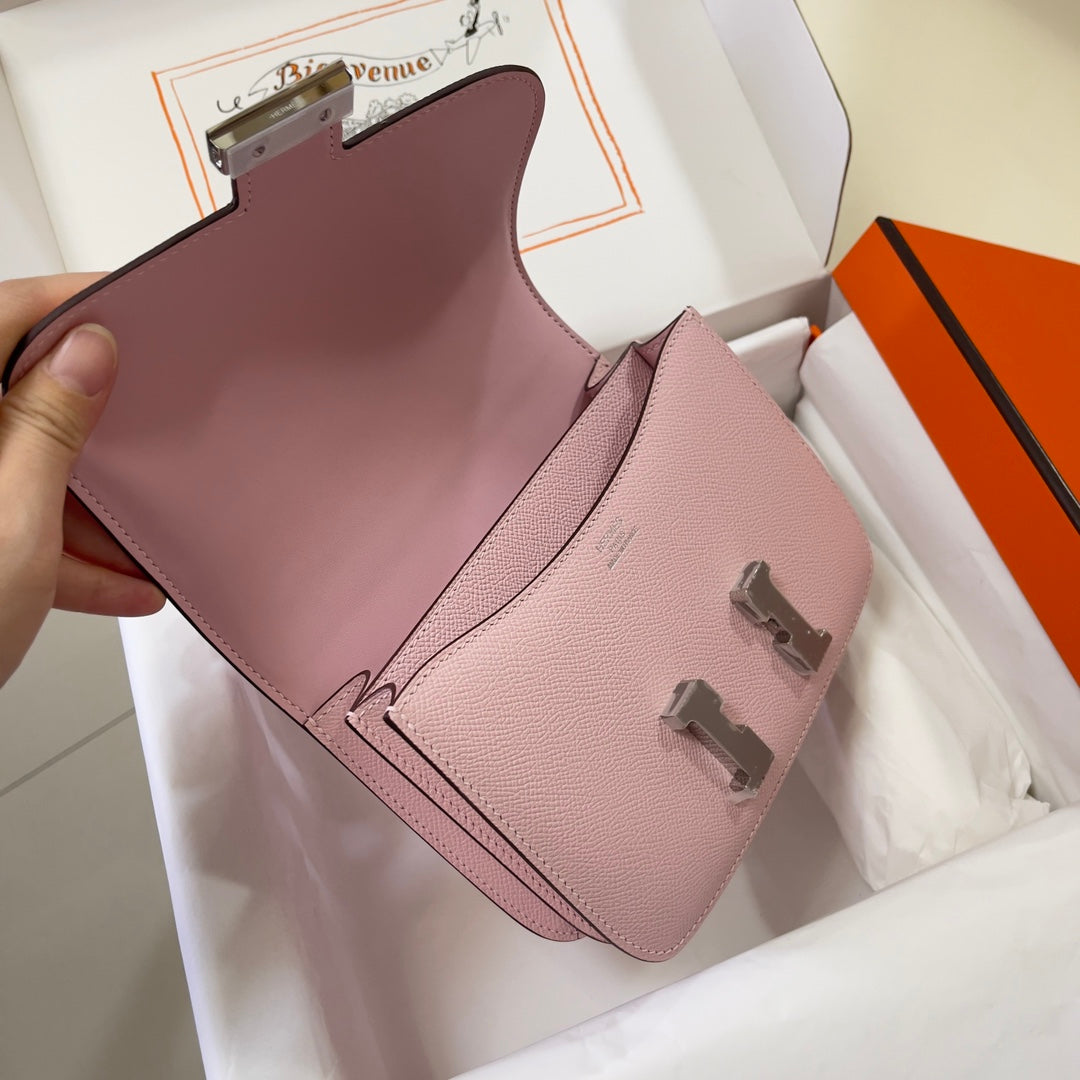 Hermes Constance Bag 19 Light Pink Epsom Leather Silver H083926