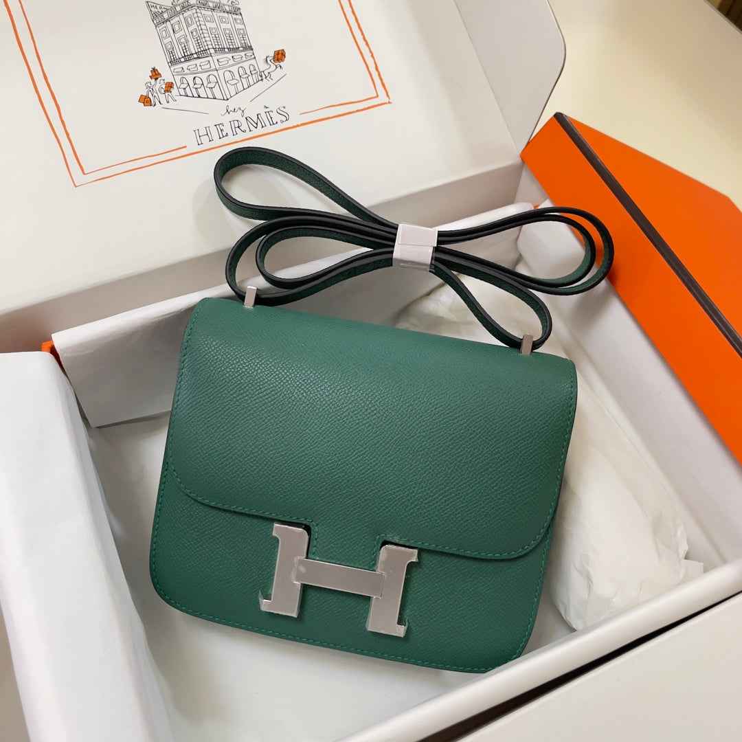 Hermes Constance Bag 19 Dark Green Epsom Leather Silver H083929