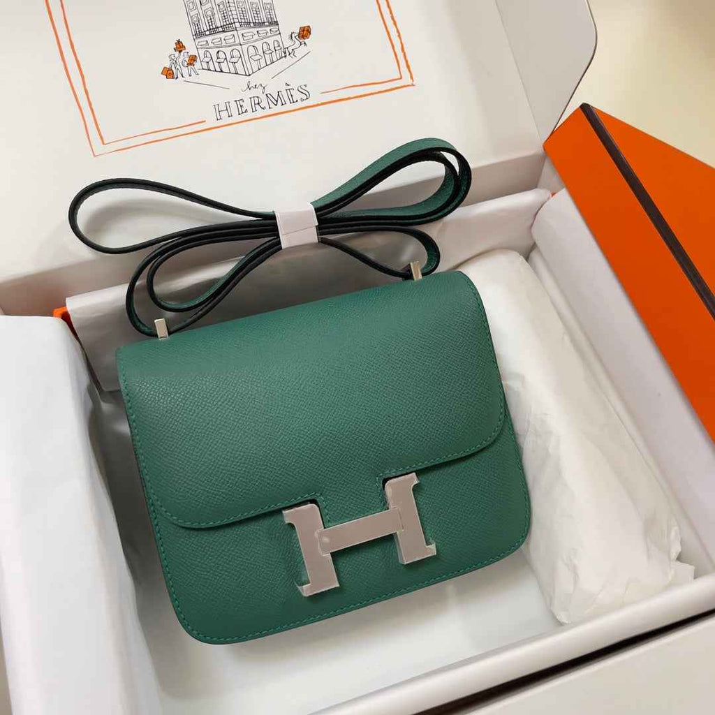 Hermes Constance Bag 19 Dark Green Epsom Leather Silver H083929
