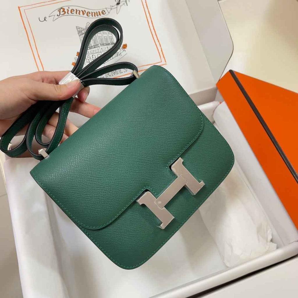 Hermes Constance Bag 19 Dark Green Epsom Leather Silver H083929