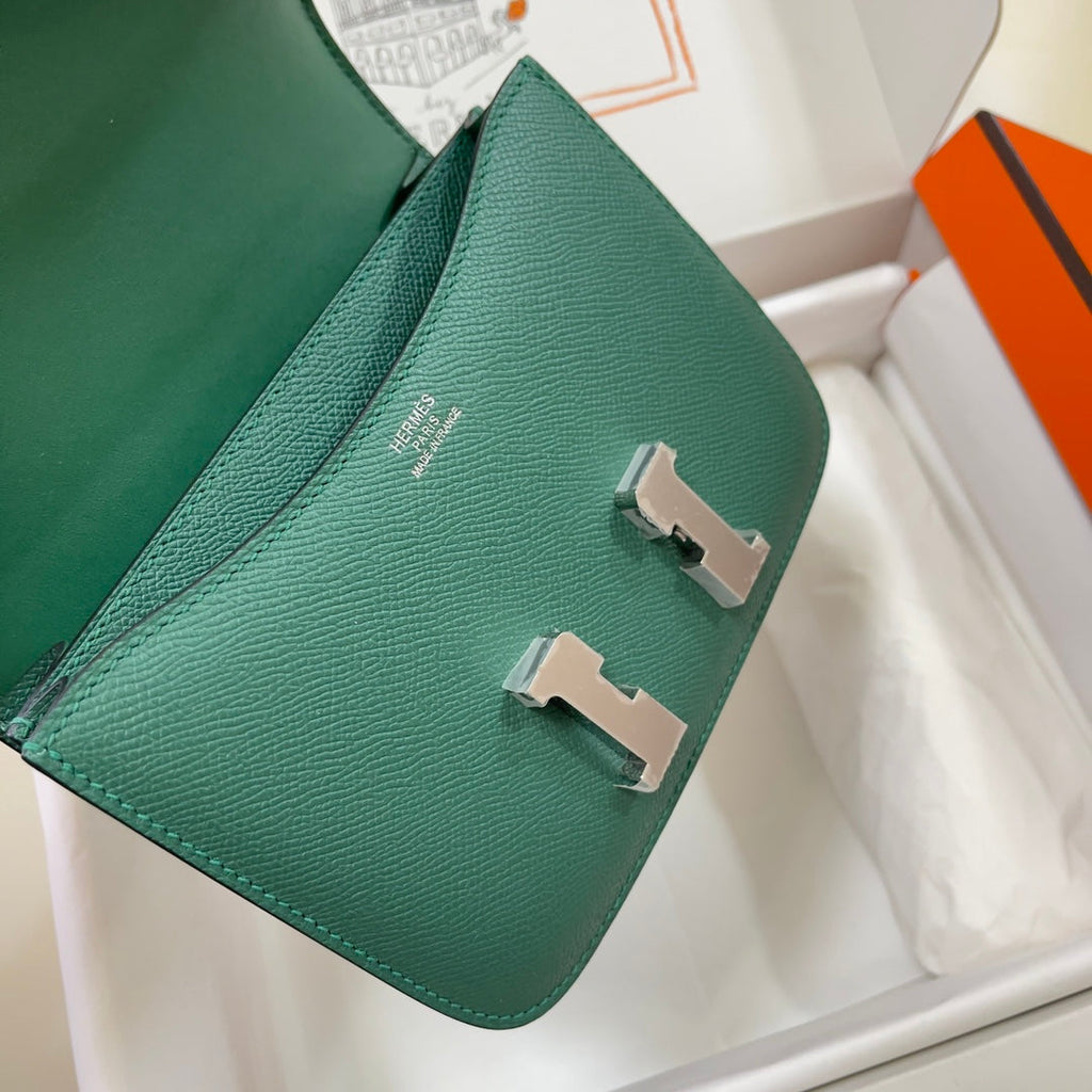 Hermes Constance Bag 19 Dark Green Epsom Leather Silver H083929