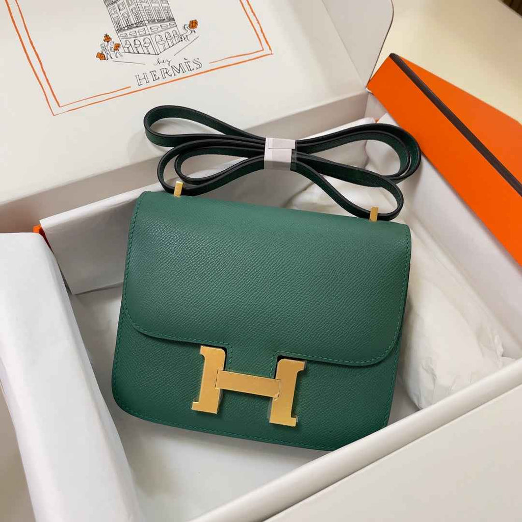 Hermes Constance Bag 19 Dark Green Epsom Leather Gold H083928