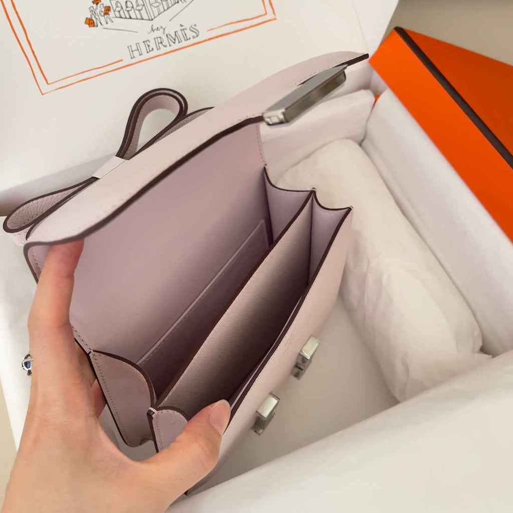 Hermes Constance Bag 19 Light Purple Epsom Leather Silver H083931