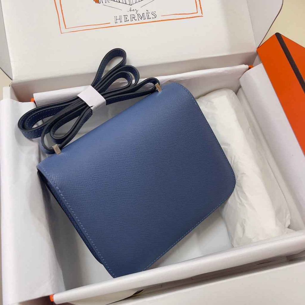 Hermes Constance Bag 19 Dark Purple Epsom Leather Silver H0839312