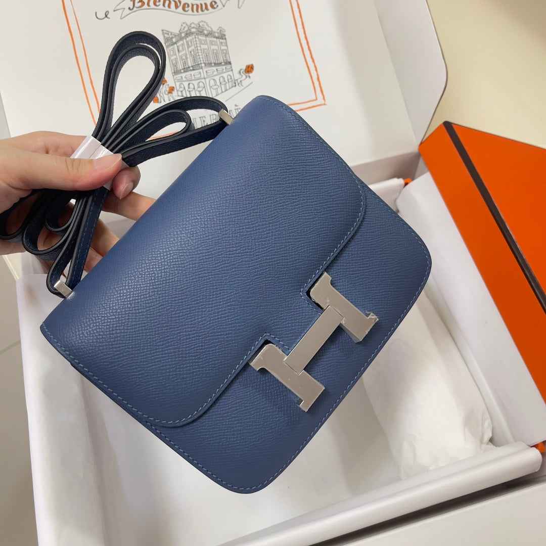 Hermes Constance Bag 19 Dark Purple Epsom Leather Silver H0839312