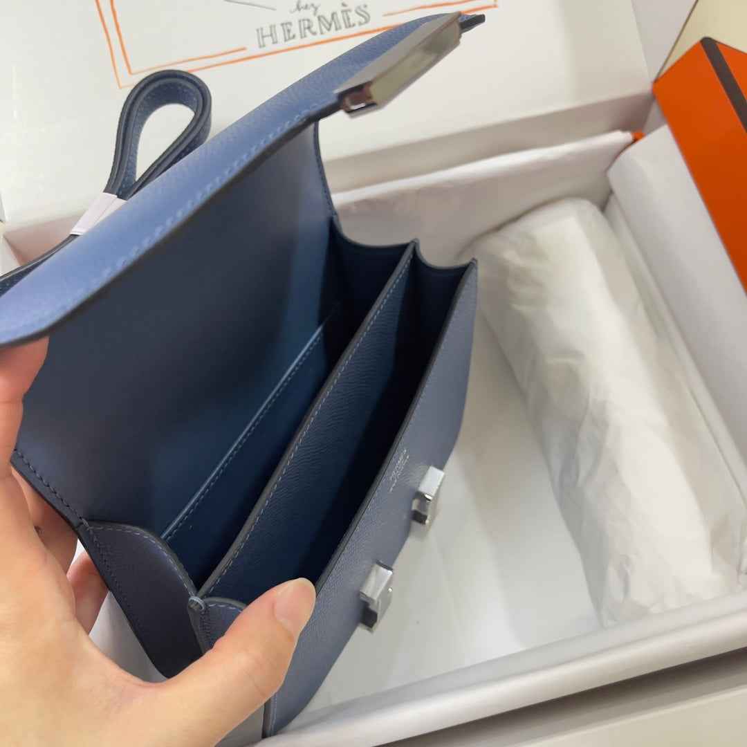 Hermes Constance Bag 19 Dark Purple Epsom Leather Silver H0839312