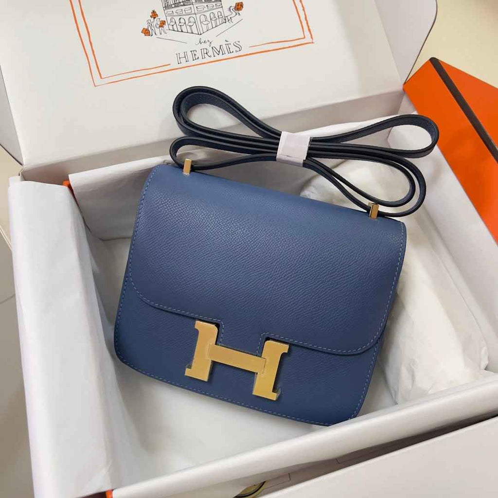 Hermes Constance Bag 19 Dark Purple Epsom Leather Gold H0839313
