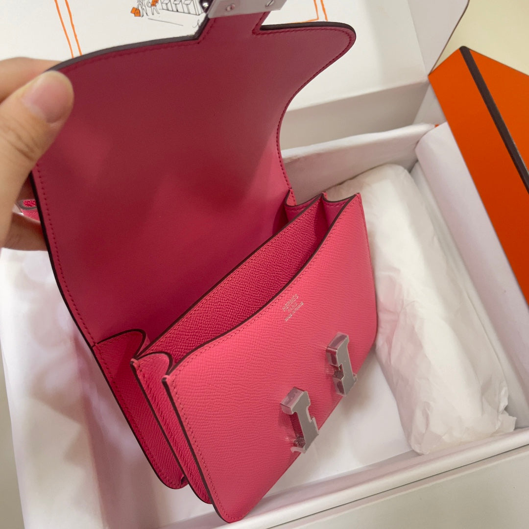 Hermes Constance Bag 19 Dark Pink Epsom Leather Silver H0839315