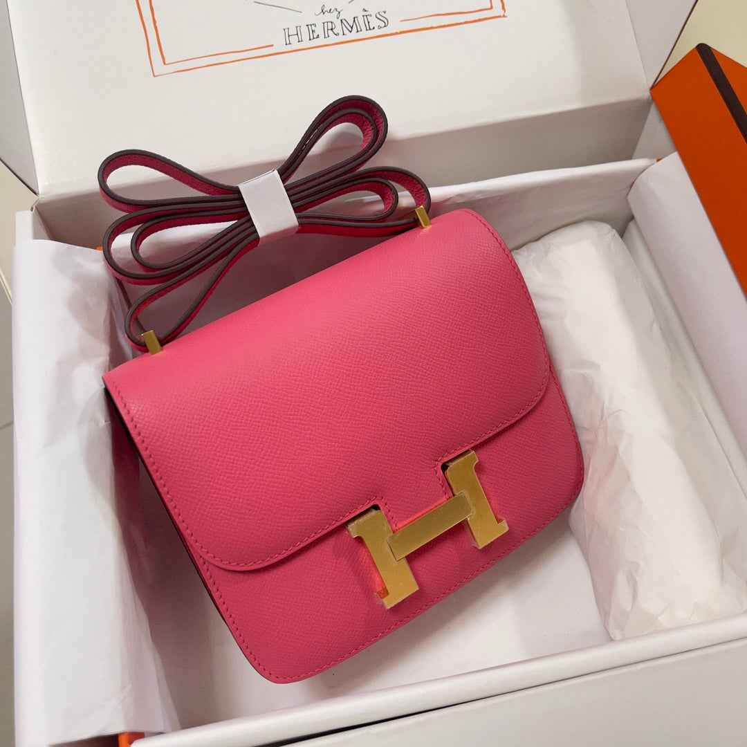 Hermes Constance Bag 19 Dark Pink Epsom Leather Gold H0839314