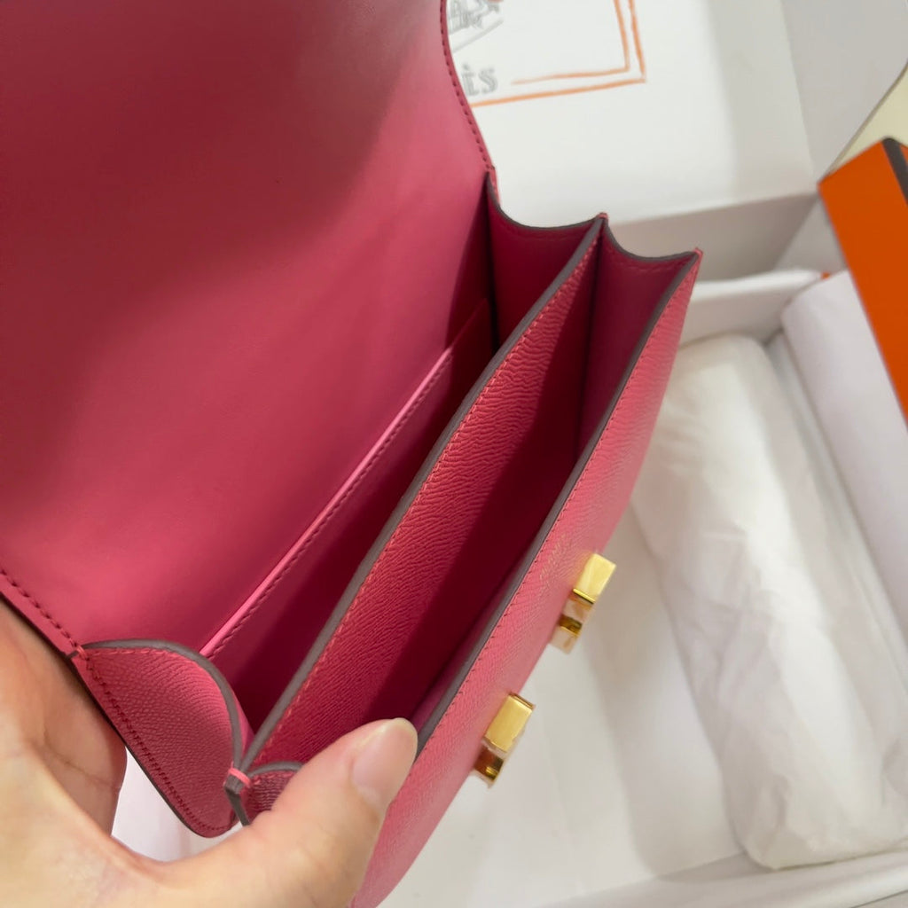 Hermes Constance Bag 19 Dark Pink Epsom Leather Gold H0839314