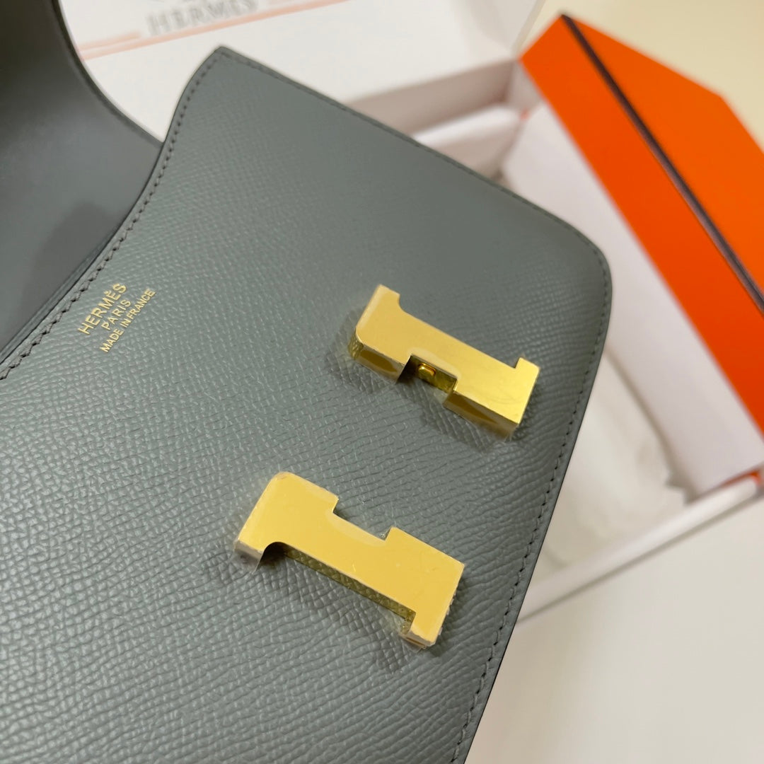 Hermes Constance Bag 19 Gray Green Epsom Leather Gold H0839317