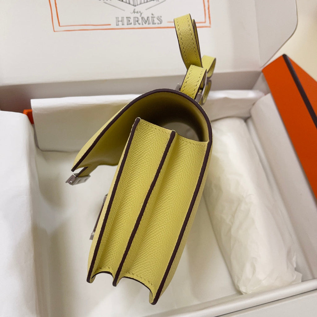 Hermes Constance Bag 19 Light Yellow Epsom Leather Silver H0839321