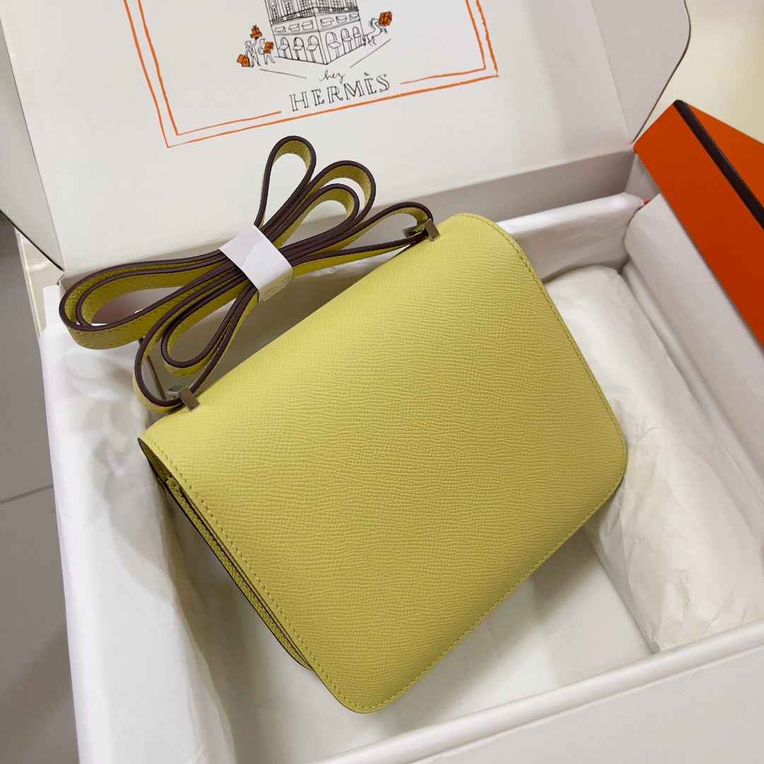 Hermes Constance Bag 19 Light Yellow Epsom Leather Silver H0839321